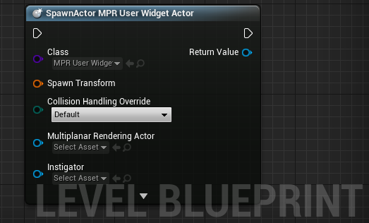 Level Blueprint, SpawnActor MPR User Widget Actor