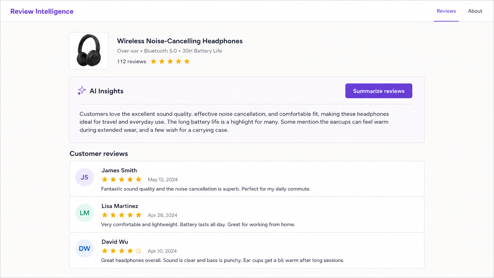 Review Intelligence concept interface