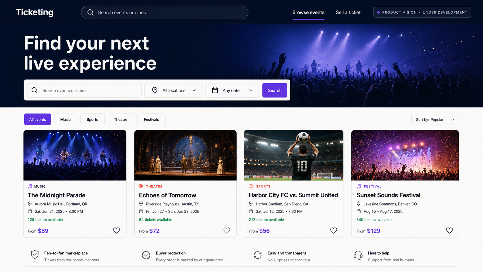 Ticketing marketplace product vision