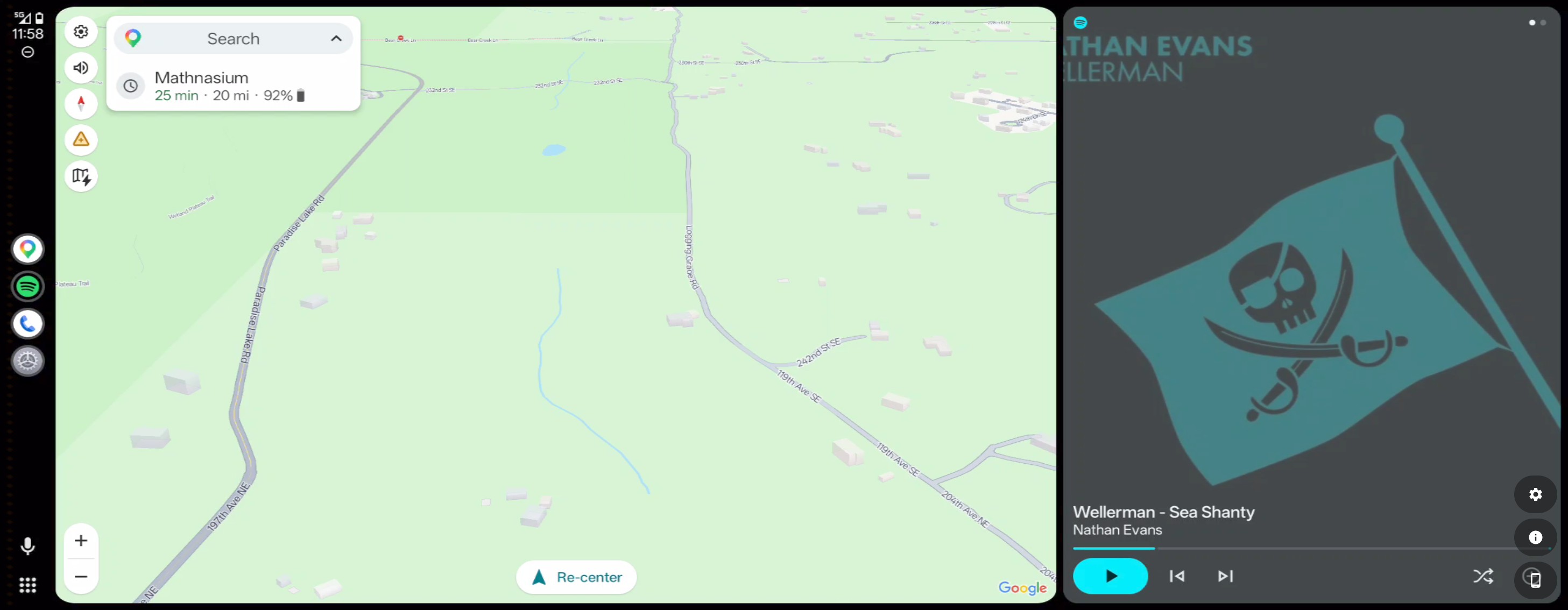 Google Maps showing vehicle battery data through OpenAutoLink