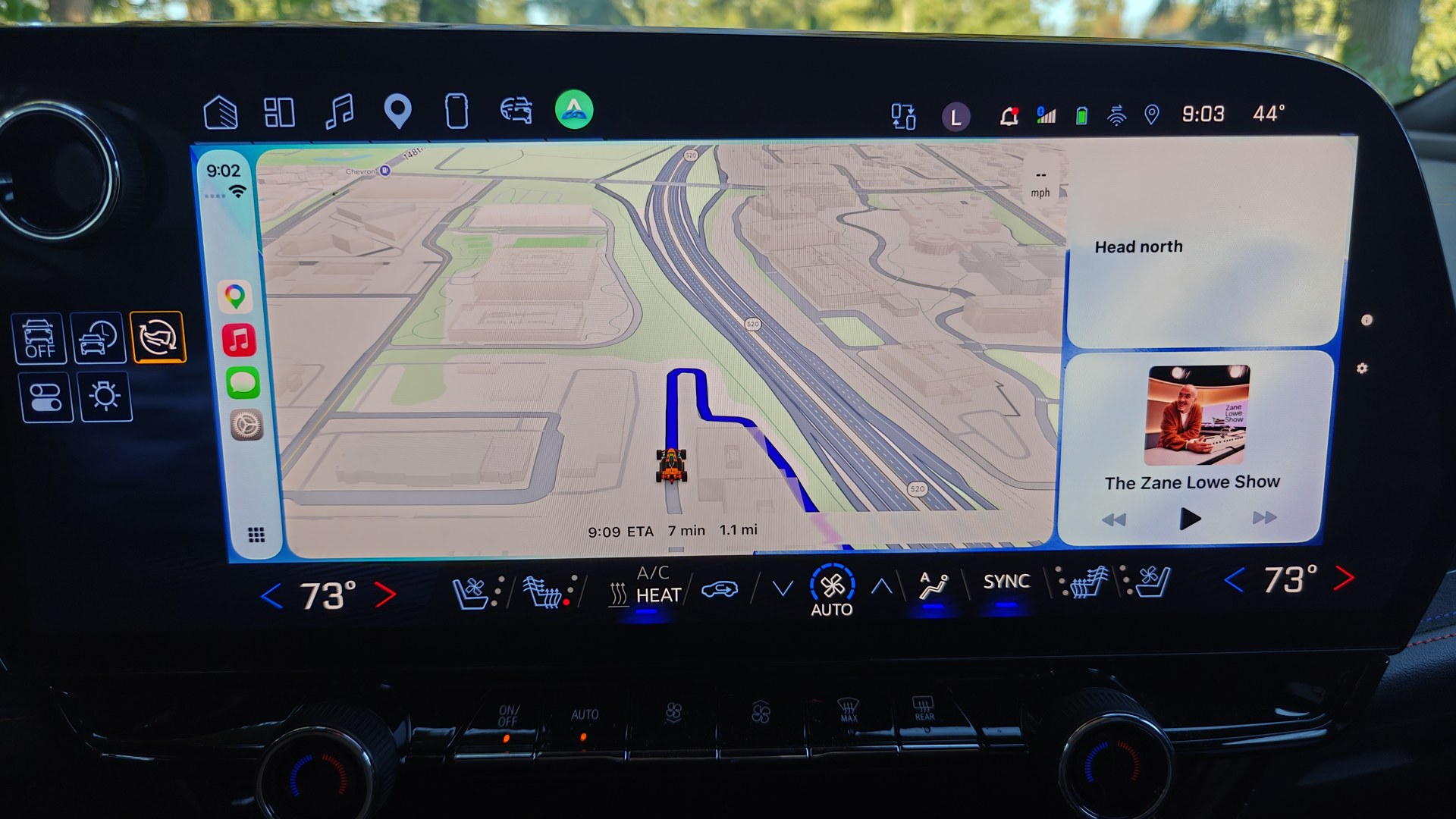 Apple CarPlay Dashboard with the Chevrolet Blazer EV's top system bar visible