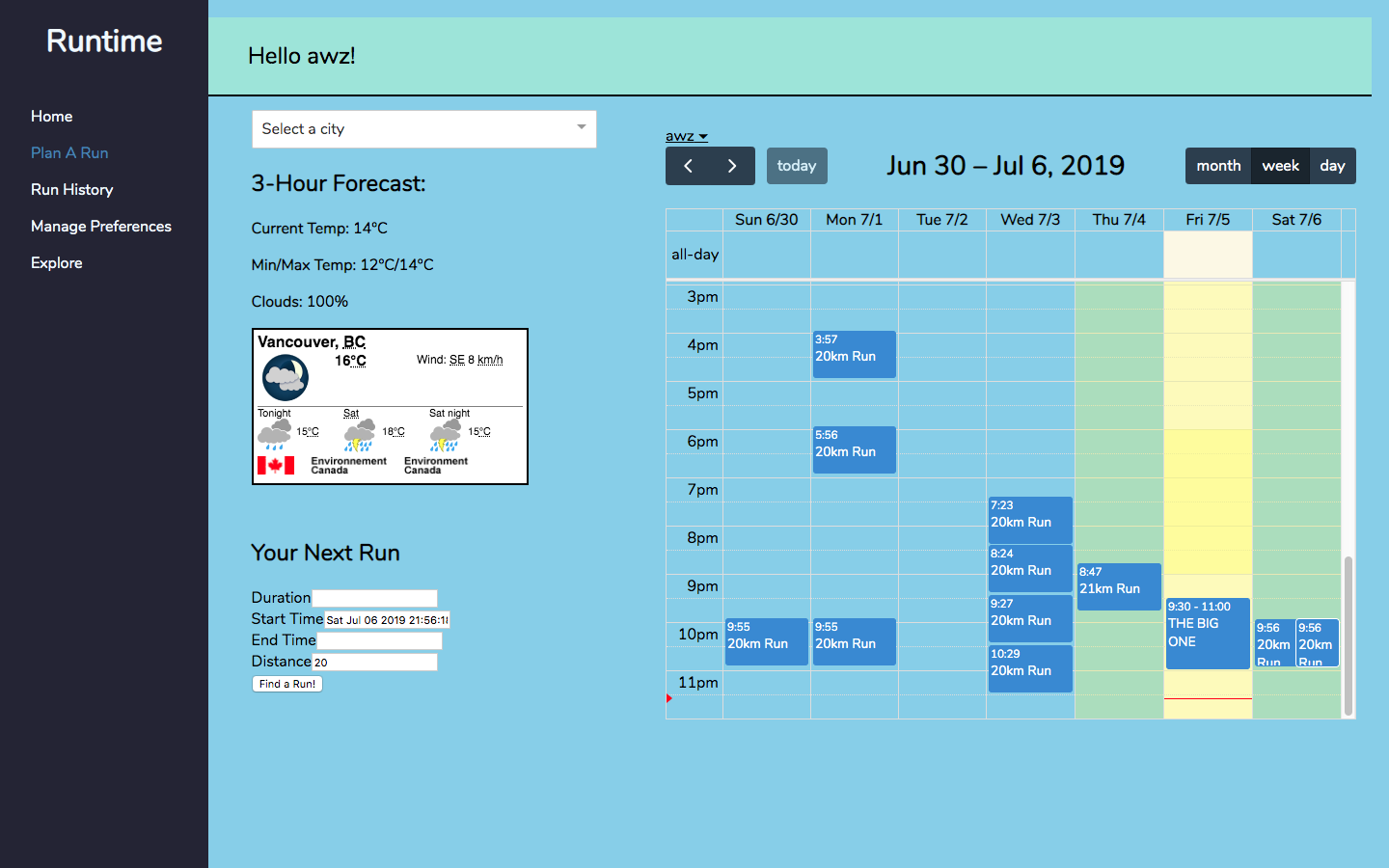 Image of Run Plan view