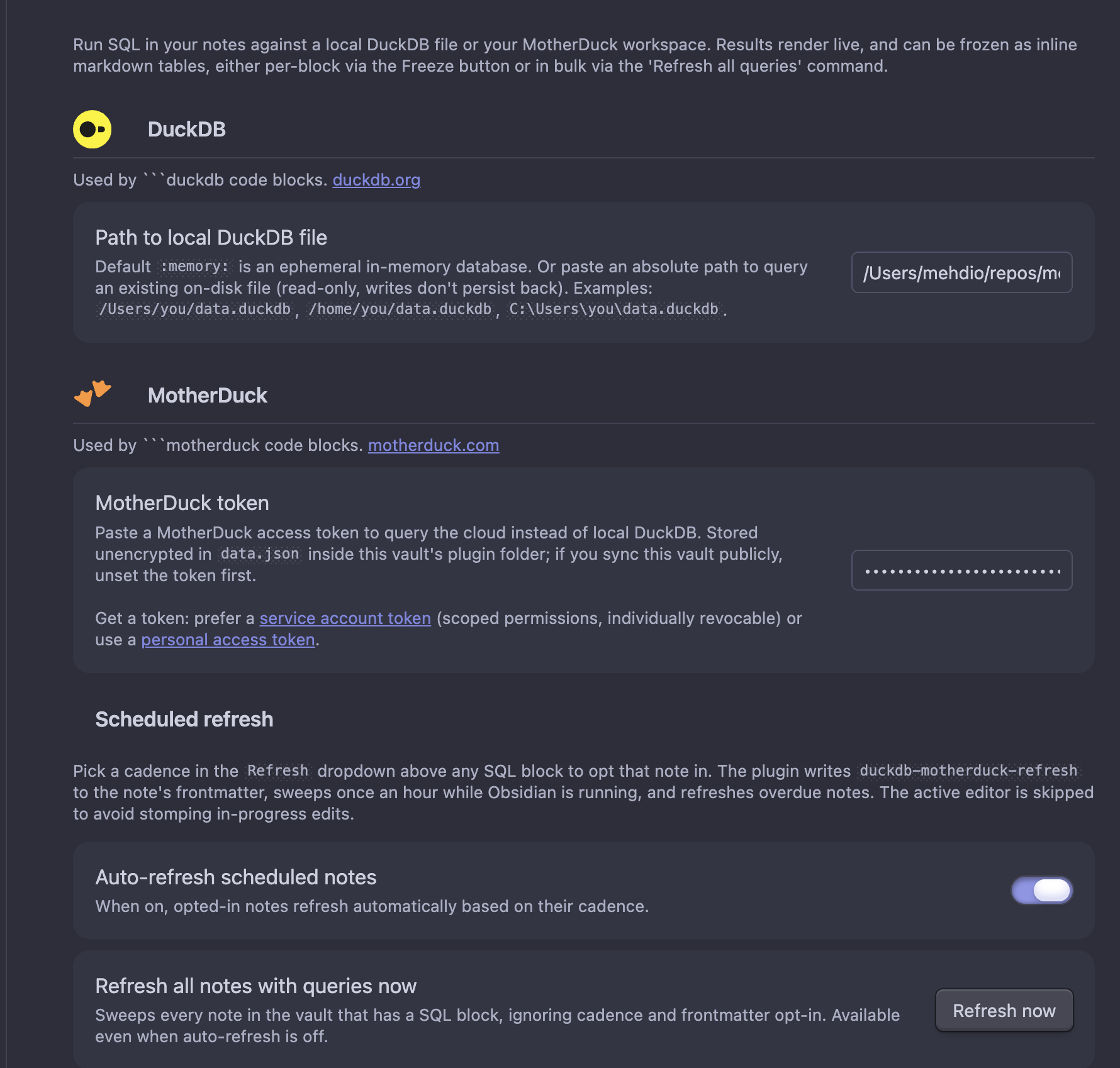 Plugin settings