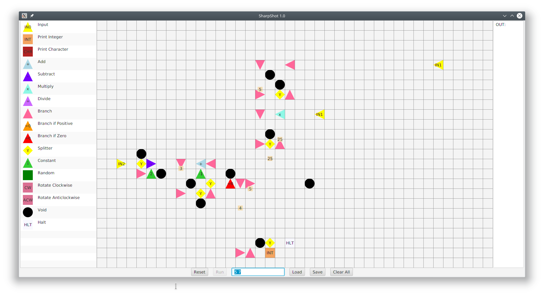 Exponentiation program in action