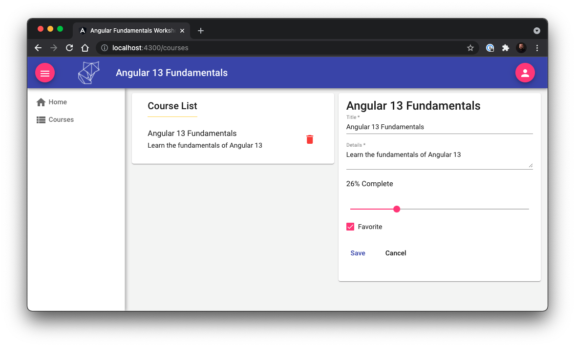 Angular 13 Fundamentals Workshop App