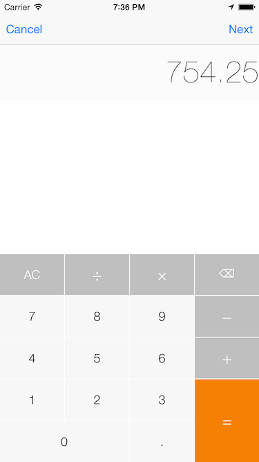 CalculatorKeyboard Screenshot