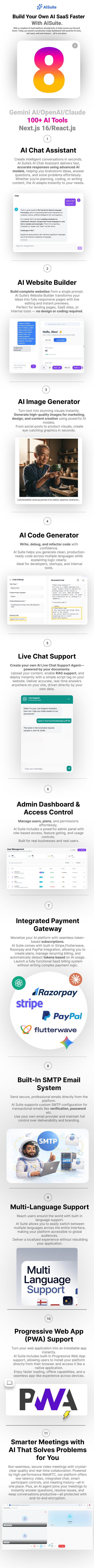 AI Suite – All-In-One SaaS AI Website Builder, Live Chat, AI Image, AI Video Generator, Gemini AI