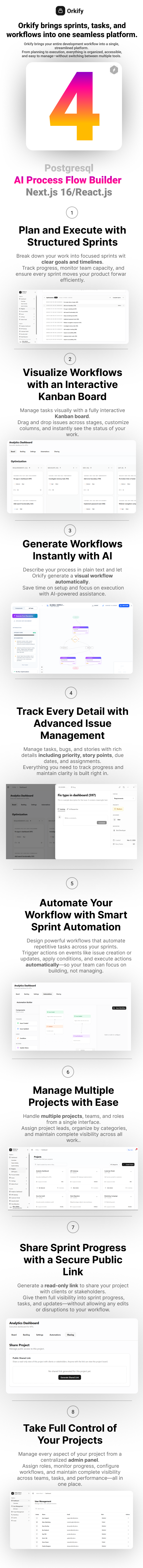 Orkify – AI Modern Project Management SaaS | Jira-Like App with Kanban, Sprints & Supabase (Next.js)