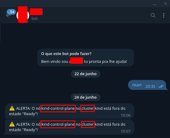 Alerta no telegram 