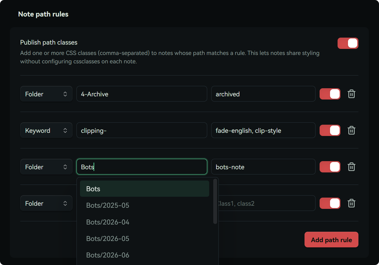 Path mapping settings
