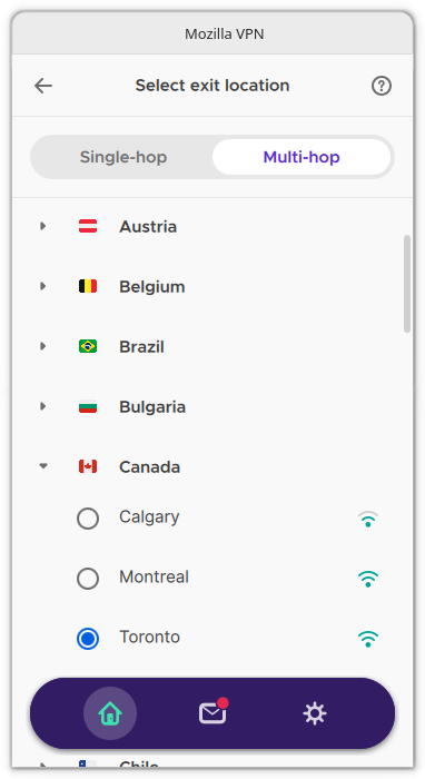 Mozilla VPN Server Selection