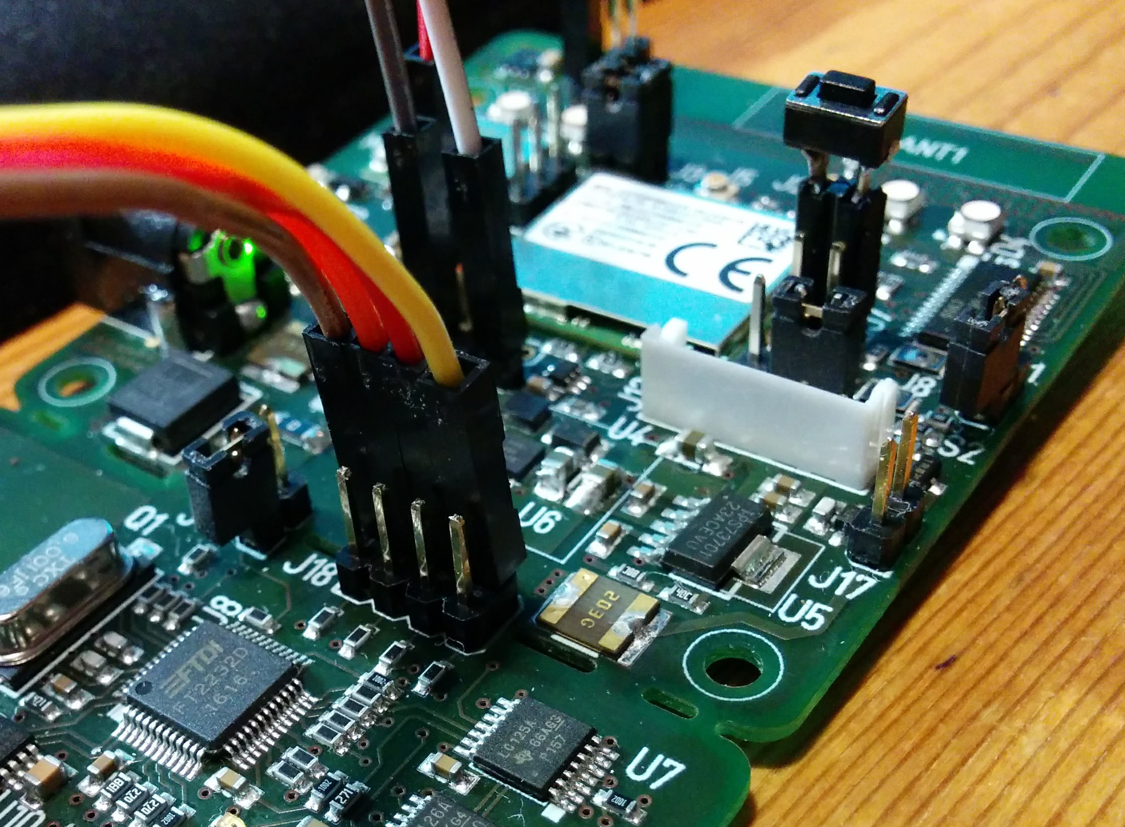 JTAG connections on the SensorWeb board