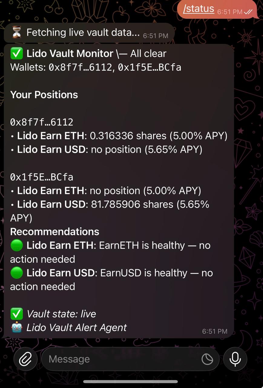 LidoVaultAgent screenshot 2