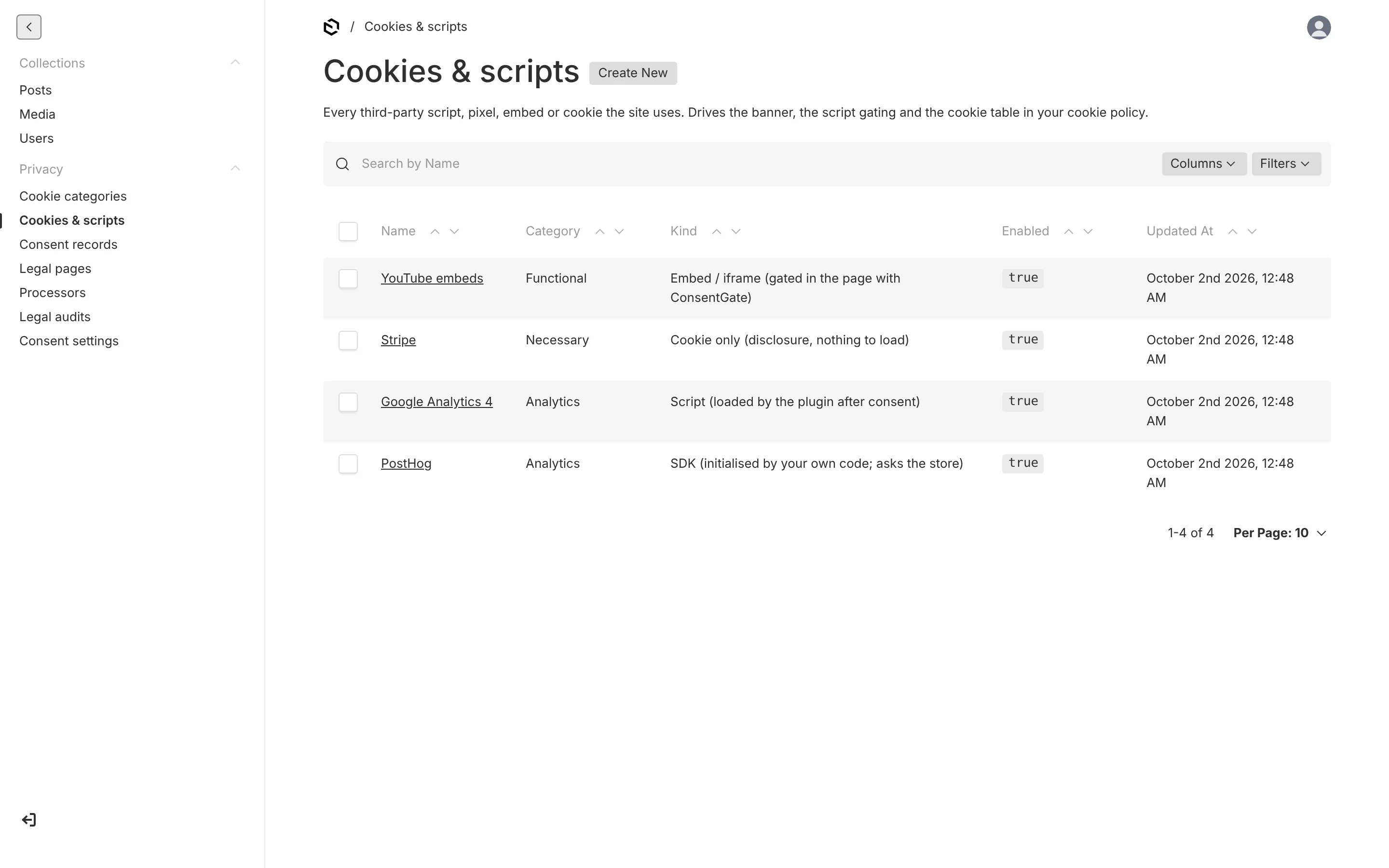Cookies & scripts