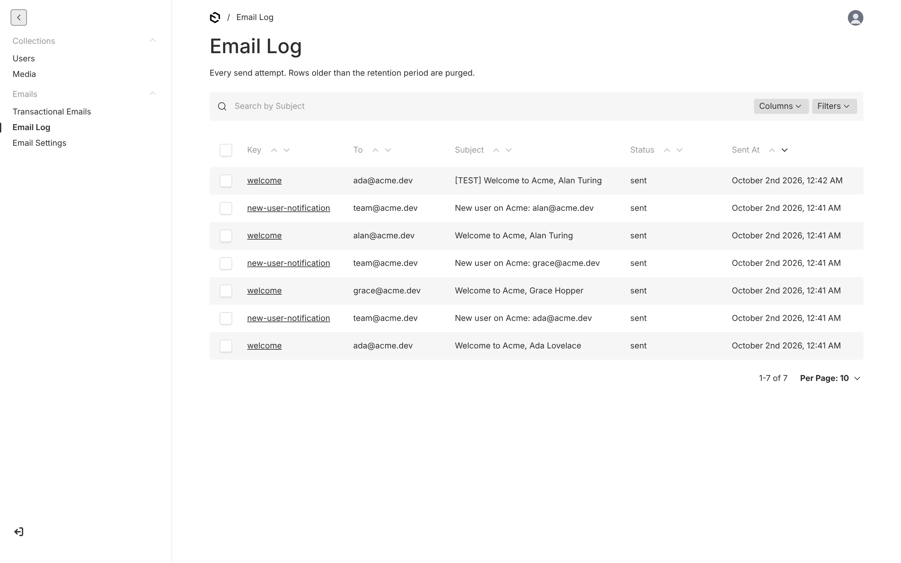 The Email Log