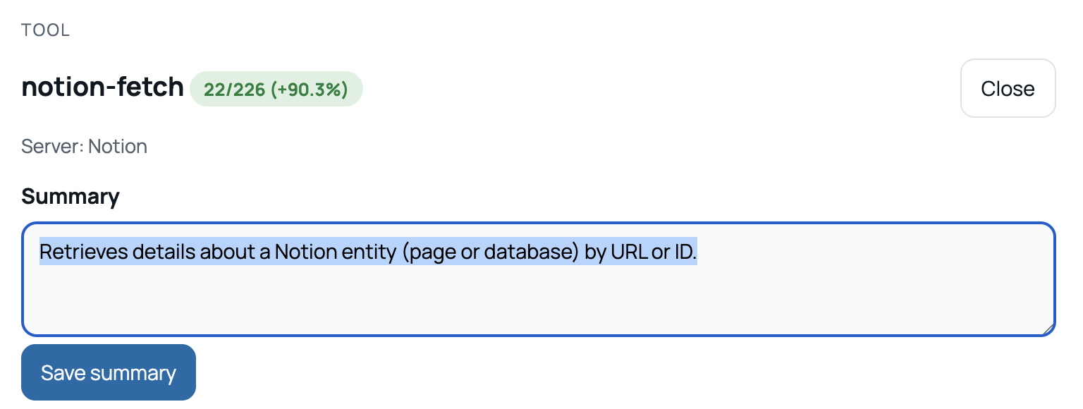 Editing tool summary