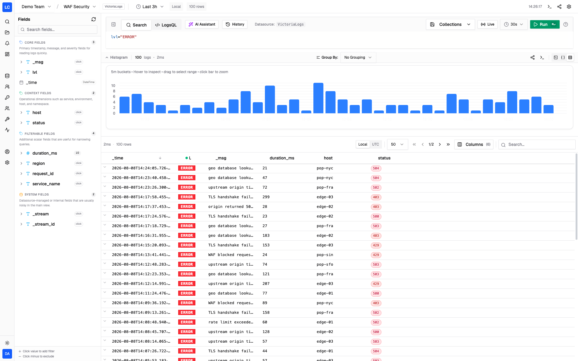 Logchef Log Explorer