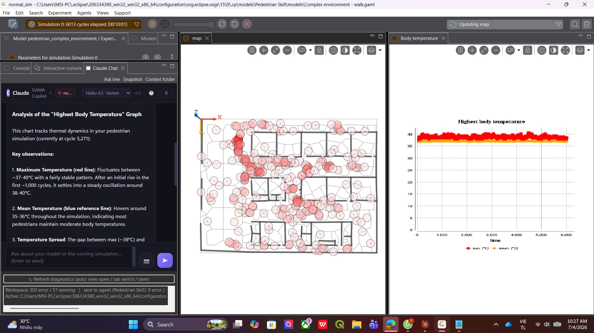 Agent analyzes the chart it captured from the live simulation
