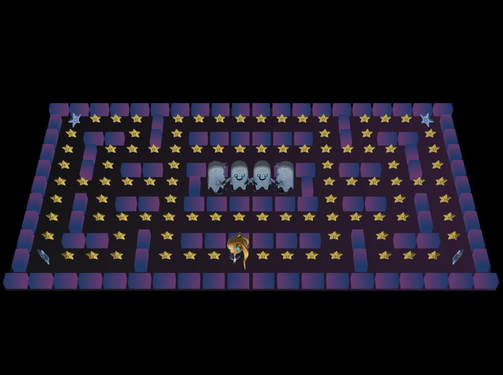 Screenshot of the Pac-Gal game, a FOSS Pac-Man remake