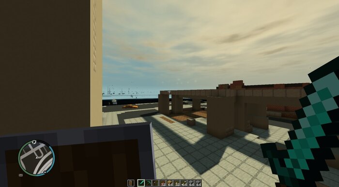 Cidade de GTA IV reconstruída em blocos de Minecraft no modo Blocky Liberty City