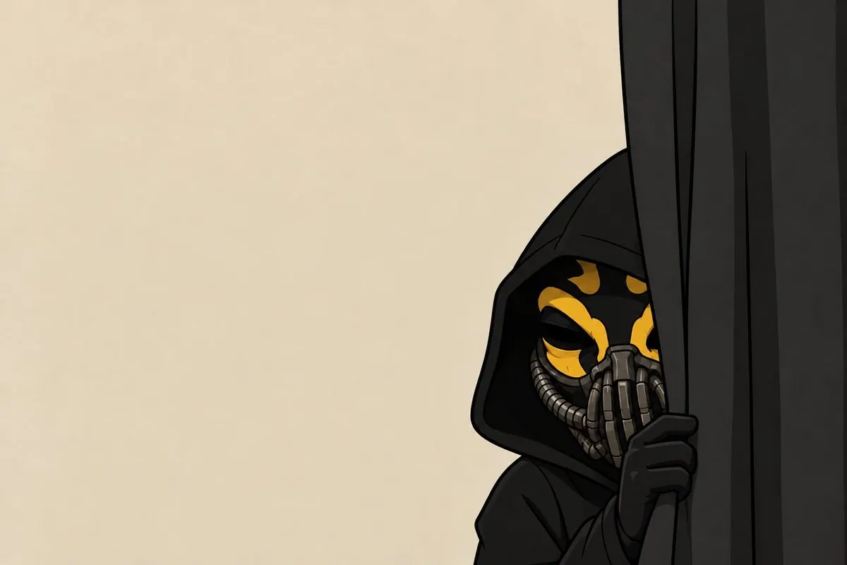 ZFROG peeking from behind a dark curtain