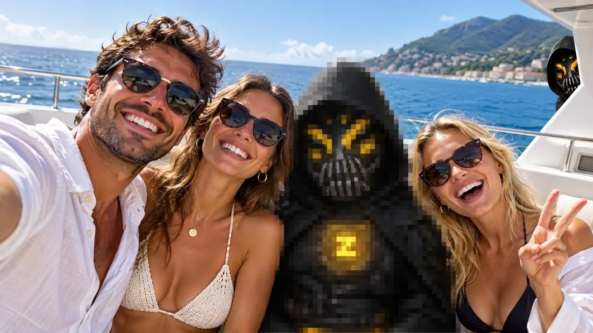 ZFROG in a holiday selfie with three people on a boat