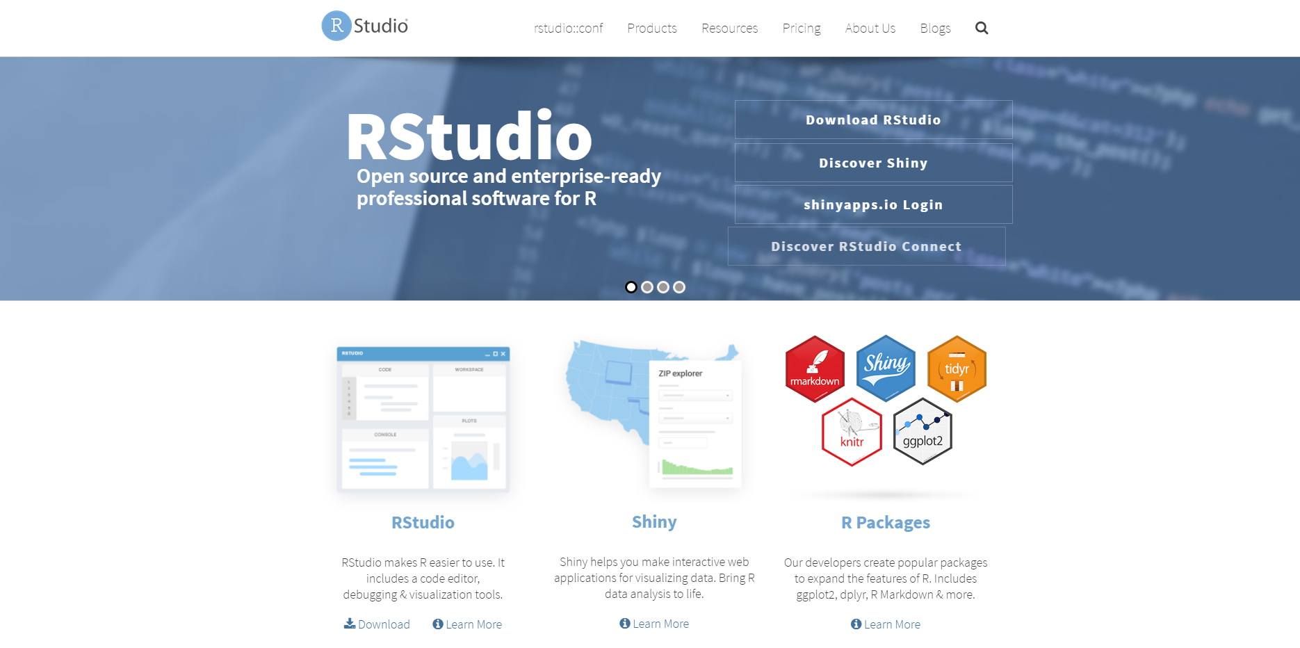 RStudio 홈페이지