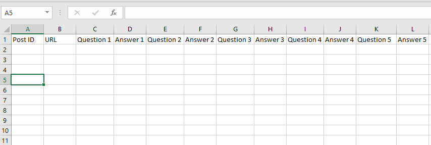 CSV input example