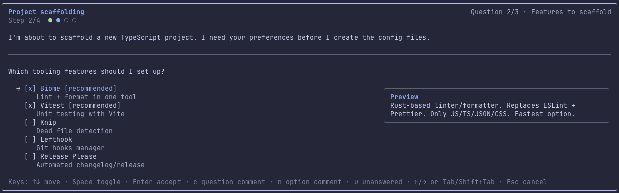 Multi-select decision with recommendations and side-by-side details