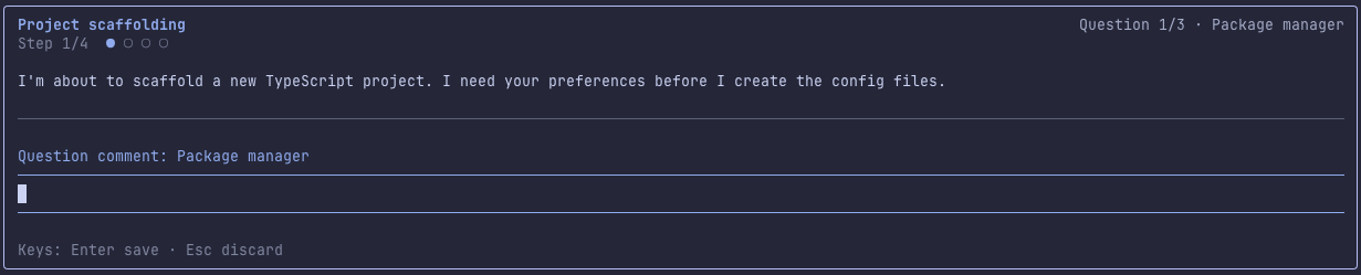 Question comment editor