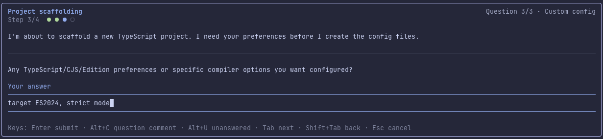 Free-form text answer prefilled with a recommendation