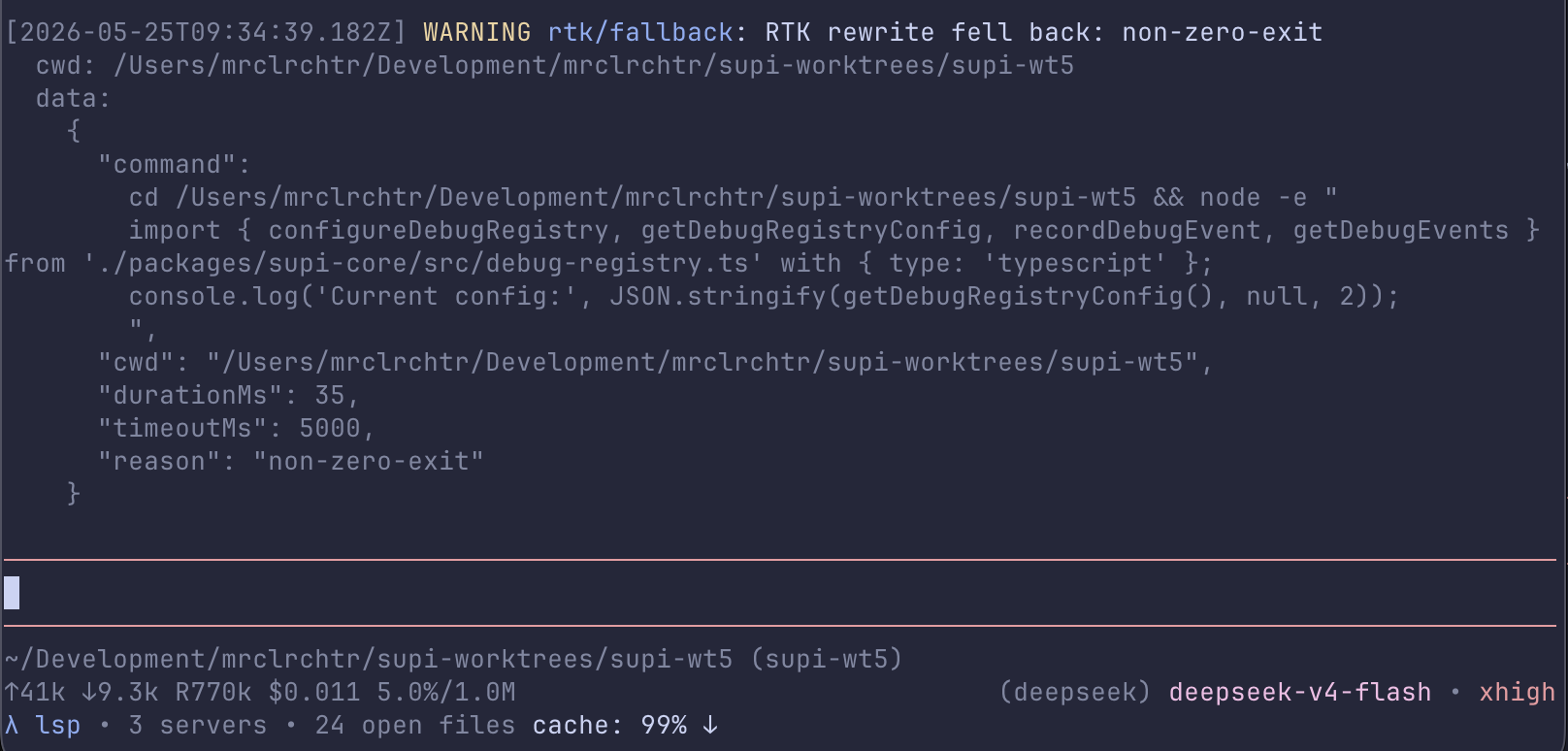 Debug event report