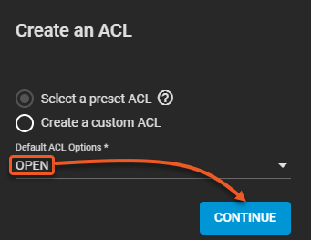 Screenshot of TrueNAS Core, selecting a preset ACL.