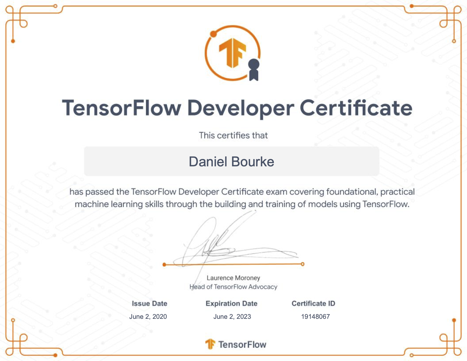 Daniel Bourke's TensorFlow Developer certification