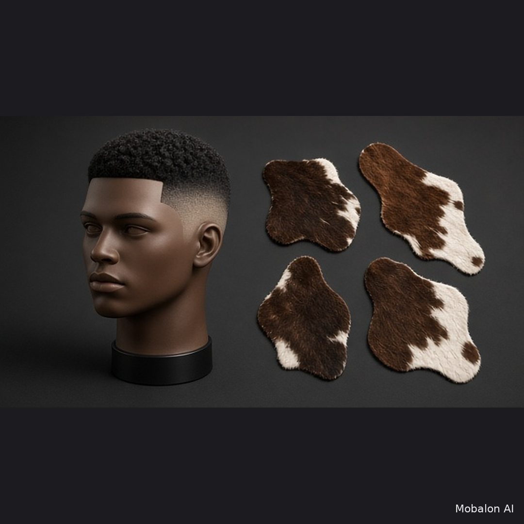 Hair Art Practice/Training Cow Hide - Cut Outs & Head