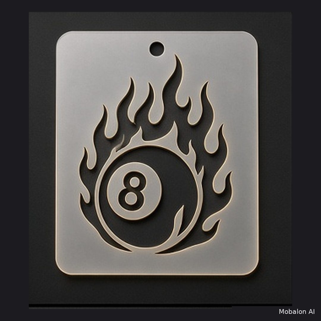 Mr. HAIR ART STENCIL - Flaming 8 Ball