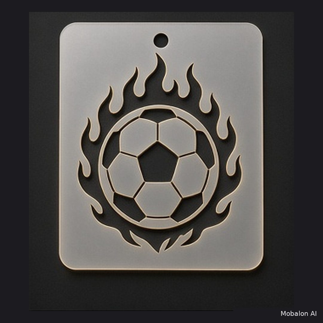 MR. HAIR ART STENCIL - FLAMING SOCCER BALL