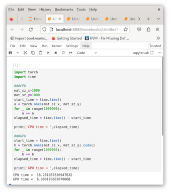 Pytorch simple CPU vs GPU benchmark