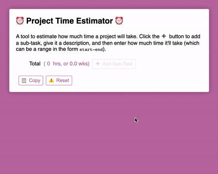 Demo of Project Estimator in action