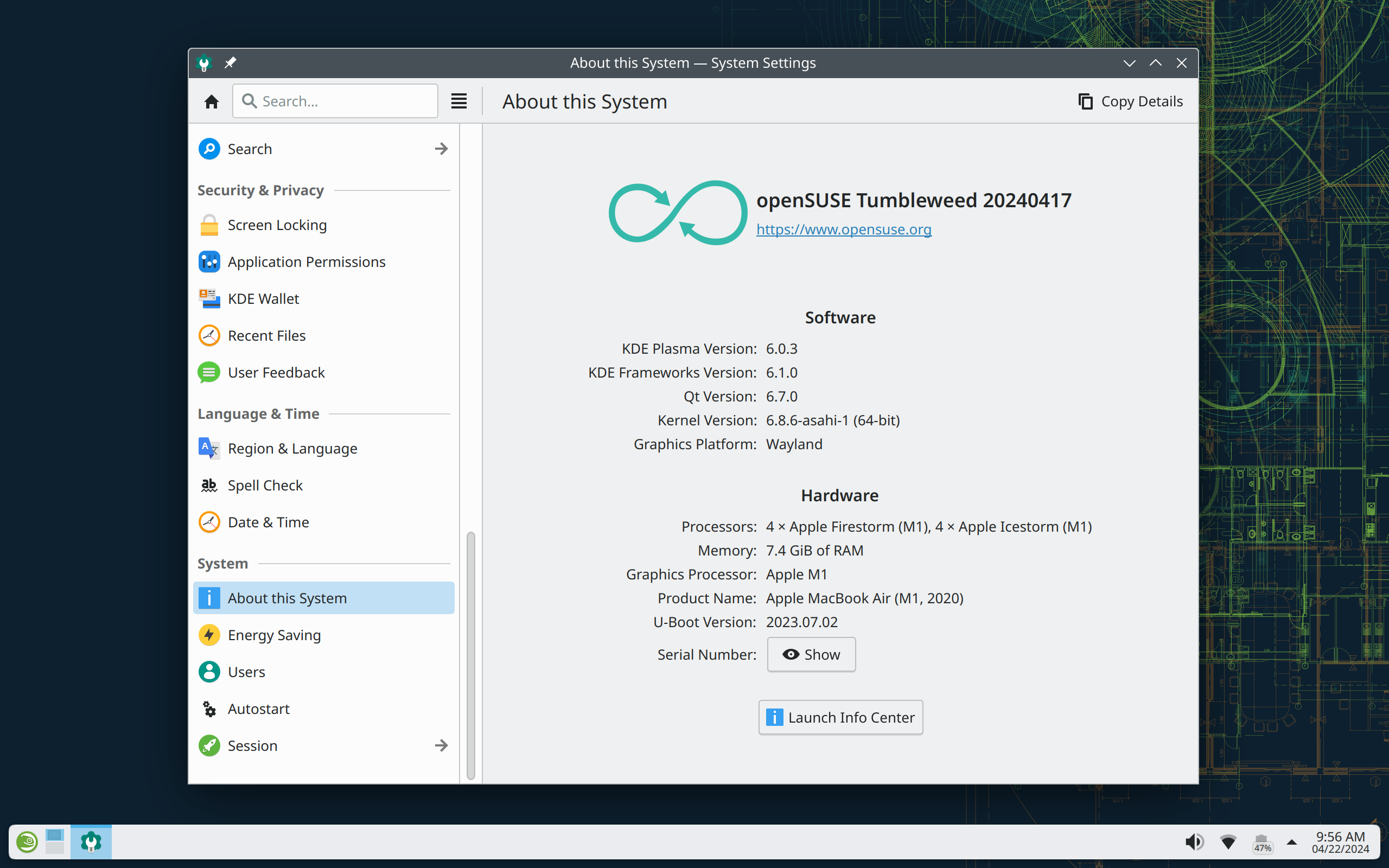 openSUSE Tumbleweed on MBA M1