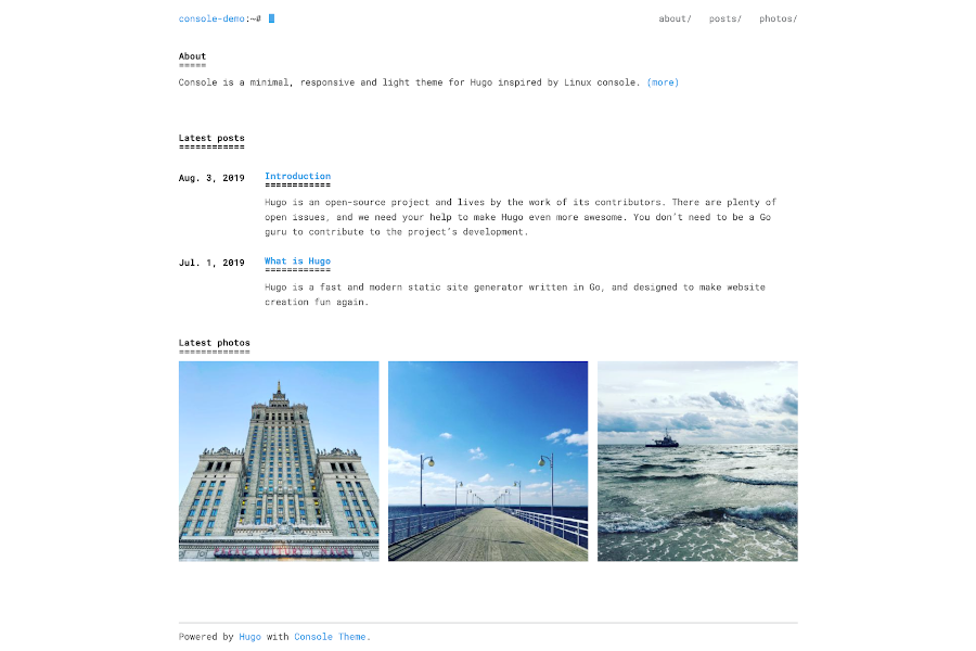 Theme Submission: hugo-theme-console · Issue #839 · gohugoio/hugoThemes ...