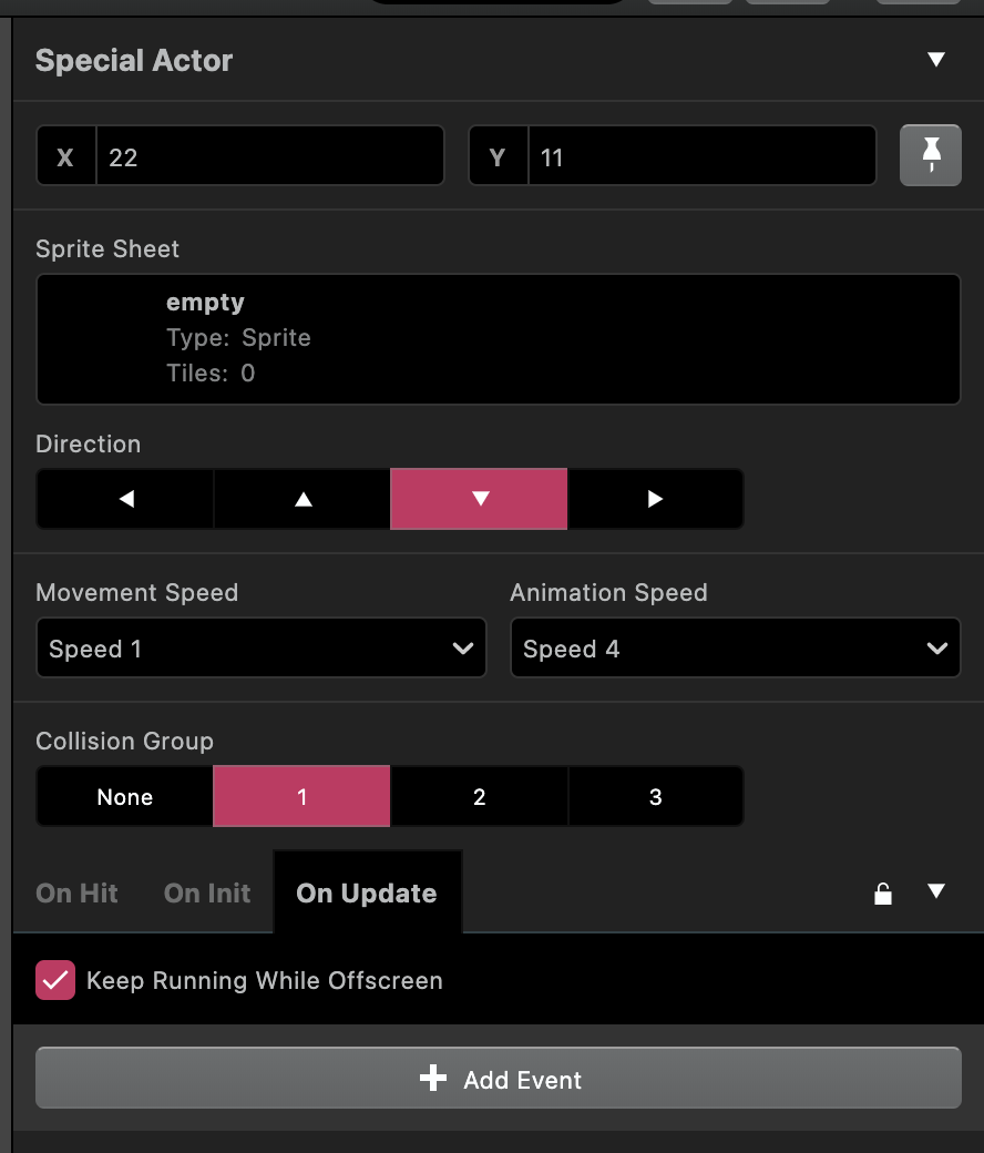 special actor settings