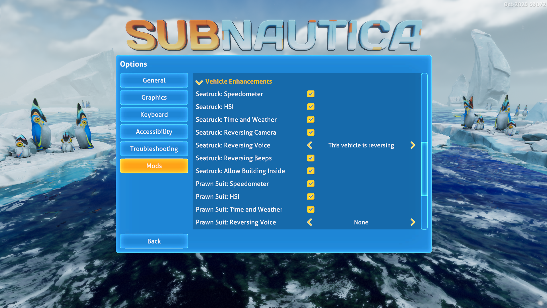 Mod options.