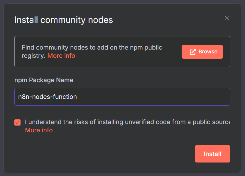 Install n8n-nodes-function