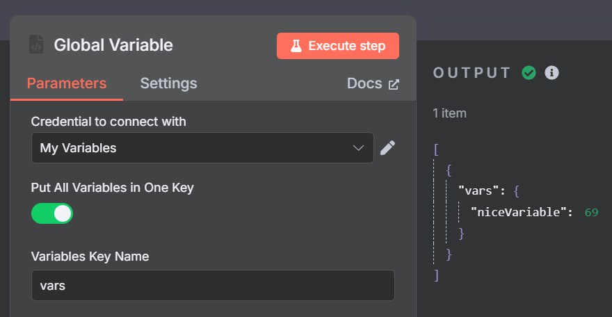 Variables in one key - table view