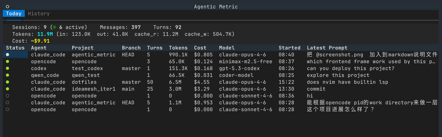 Agentic Metric TUI