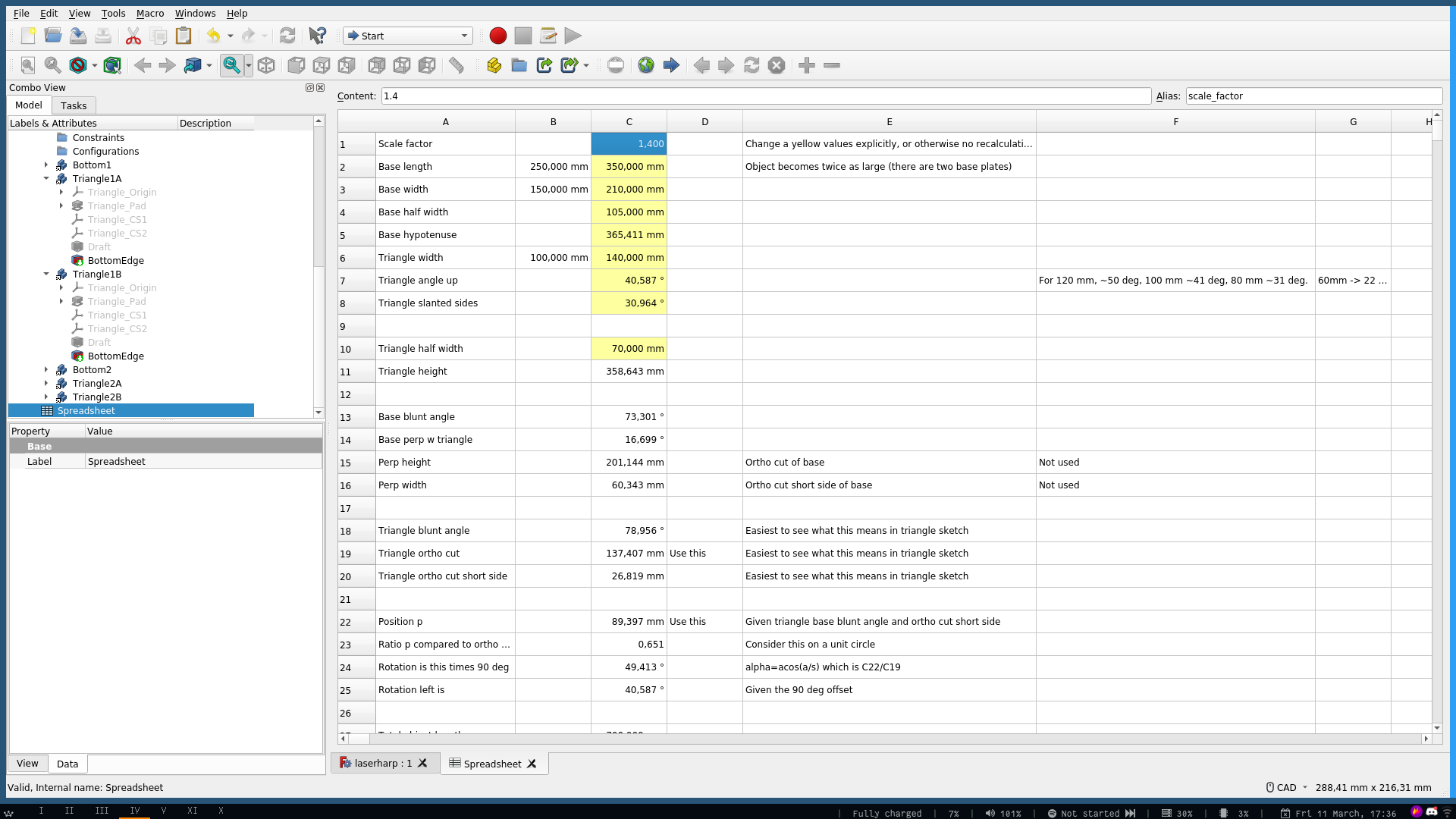 Screenshot spreadsheet