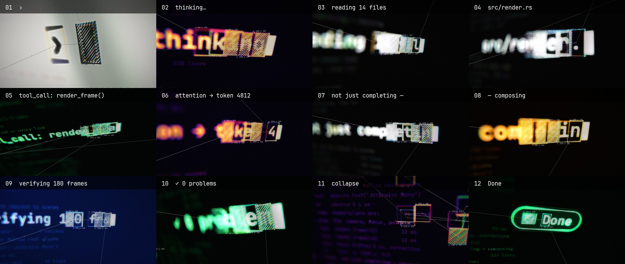Contact sheet of all twelve shots