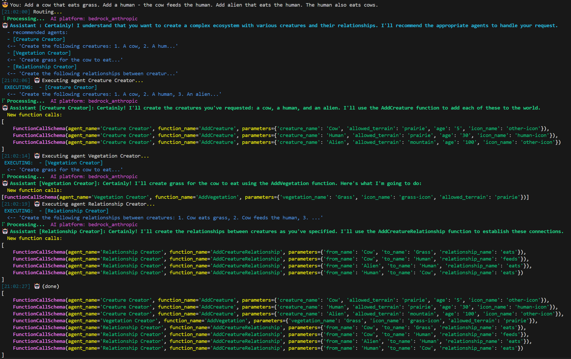 example run - function calls