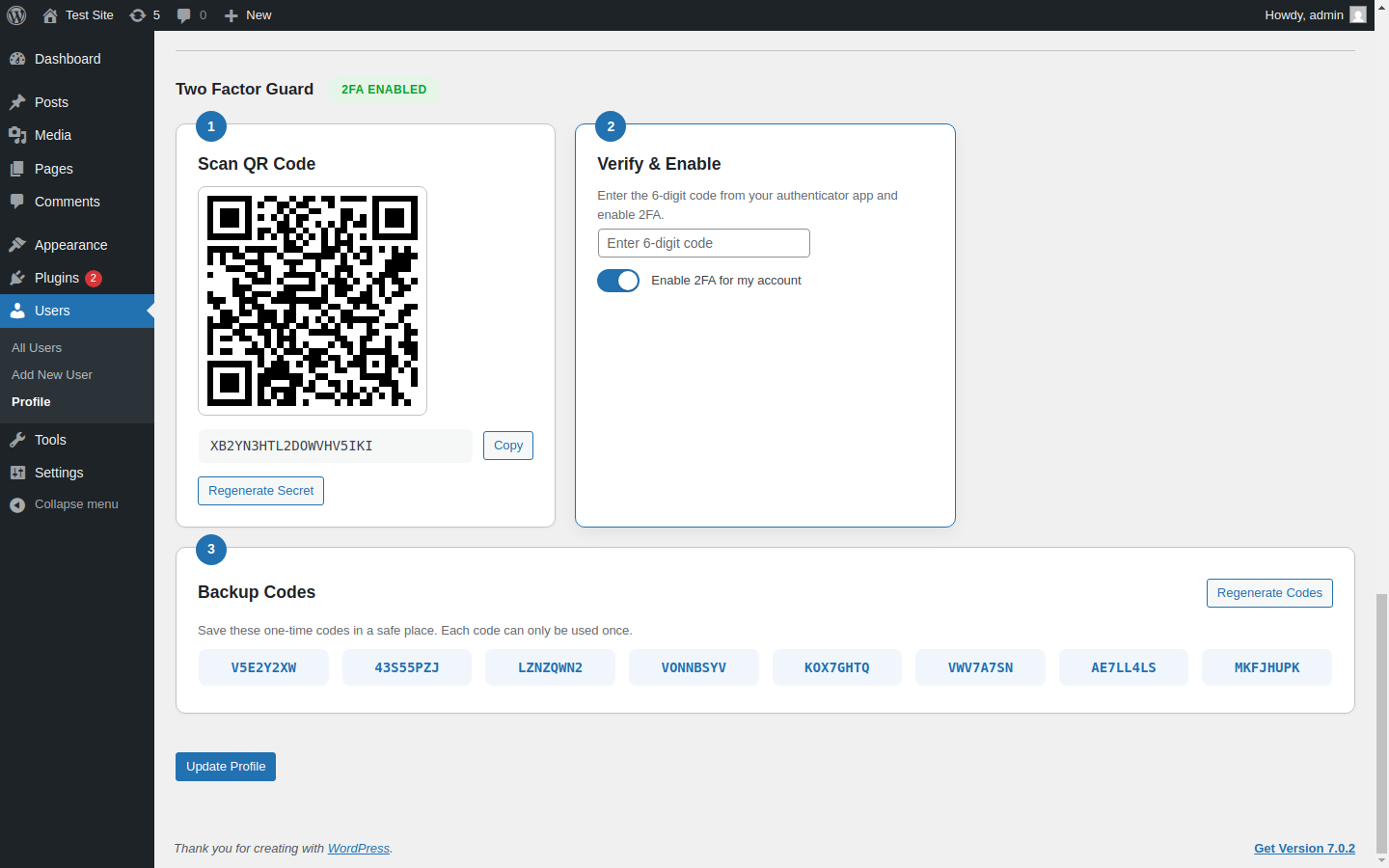 Profile Setup